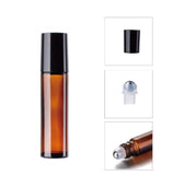 ambrosial - fragrances of heaven 6pcs 10ml mini refillable empty glass roll on bottles for travel essential oils perfume cosmetic attar - brown/steel ball