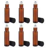 ambrosial - fragrances of heaven 6pcs 10ml mini refillable empty glass roll on bottles for travel essential oils perfume cosmetic attar - brown/steel ball