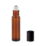 ambrosial - fragrances of heaven 6pcs 10ml mini refillable empty glass roll on bottles for travel essential oils perfume cosmetic attar - brown/steel ball